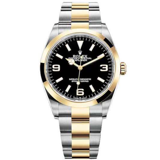 Explorer 36mm Oyster Bracelet Oystersteel and Yellow Gold with Black Dial 3/6/9 Numerals Smooth Bezel