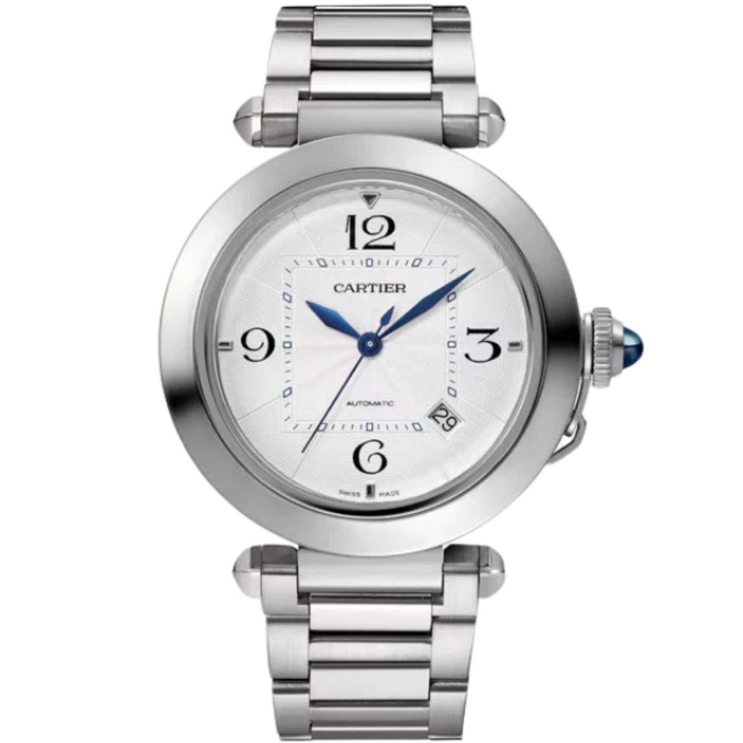 PASHA DE CARTIER 41 MM STAINLESS STEEL WITH SILVER FLINQUE DIAL