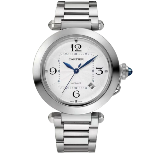 PASHA DE CARTIER 41 MM STAINLESS STEEL WITH SILVER FLINQUE DIAL