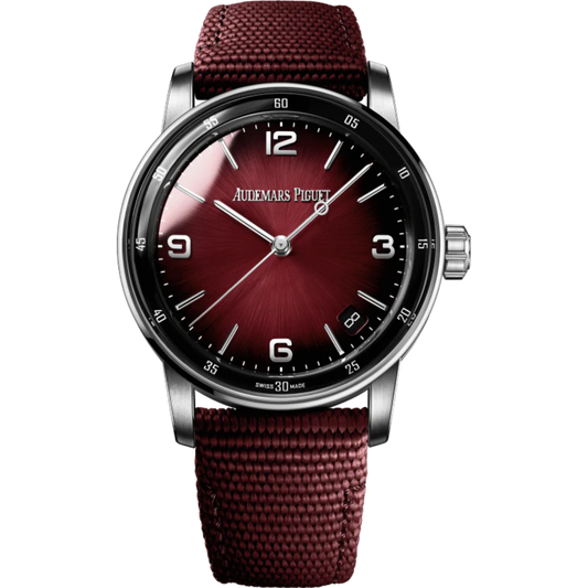 Code 11.59 by Audemars Piguet 41mm Burgundy Rubber Strap Smoked Lacquered Burgundy Dial 18-carat White Gold Case