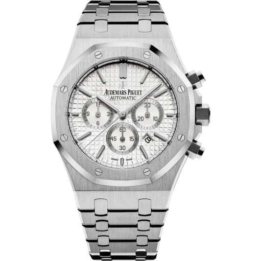 Royal Oak Chronograph 41MM Stainless Steel Bracelet Silver-Toned Dial With Grande Tapisserie Pattern Stainless Steel Case