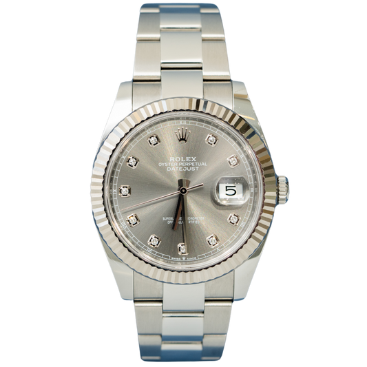 Rolex Datejust Ref. 116334G Stainless Steel Grey Dial with Diamond Markers on Oyster/Fluted Bezel