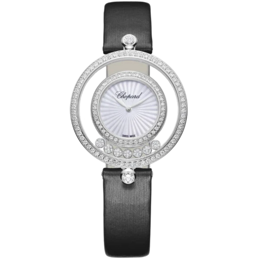 HAPPY DIAMONDS ICONS 32 MM ETHICAL WHITE GOLD WITH MOTHER OF PEARL DIAL