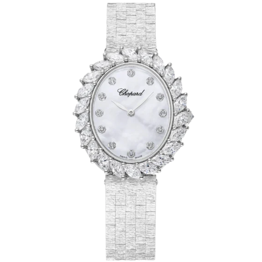 L'HEURE DU DIAMANT 35 MM ETHICAL WHITE GOLD WITH MOTHER OF PEARL DIAL