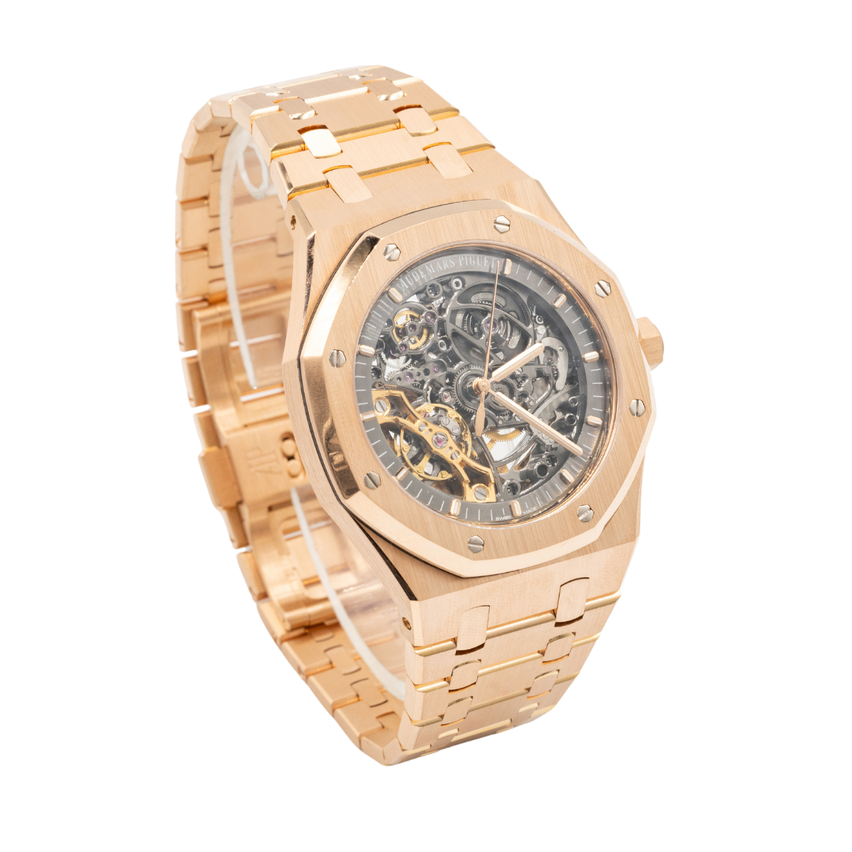 Royal Oak Double Balance Wheel Openworked 41MM 18-Carat Pink Gold Bracelet Slate Grey Openworked Dial 18-Carat Pink Gold Case