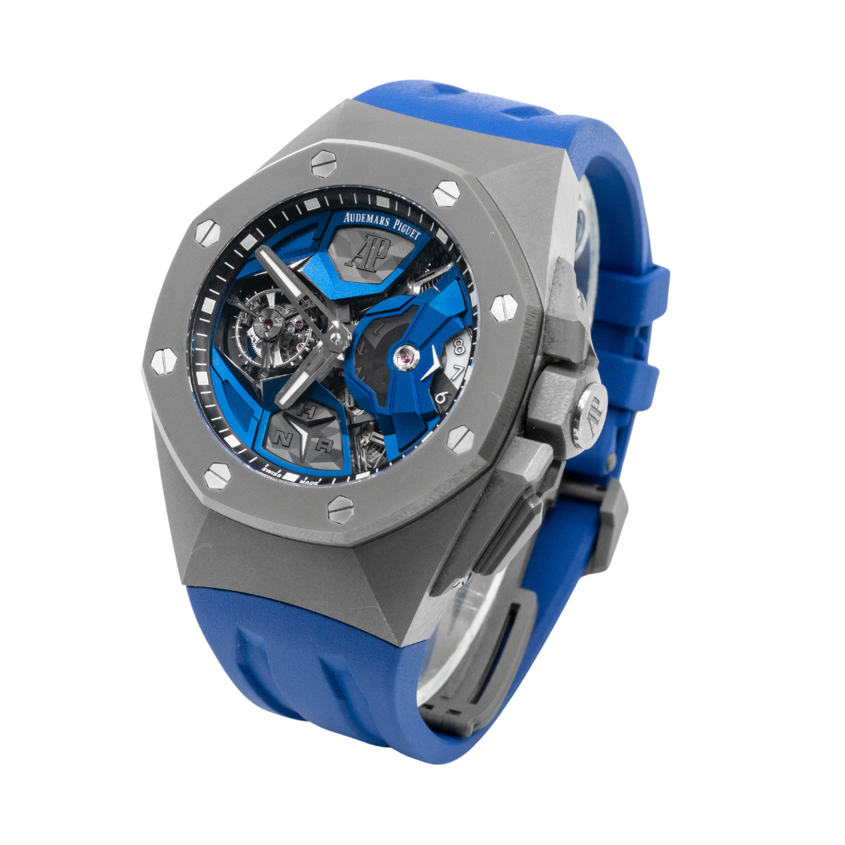 Royal Oak Concept 44mm Flying Tourbillon GMT and Audemars Piguet with Blue Rubber Strap Titanium Case