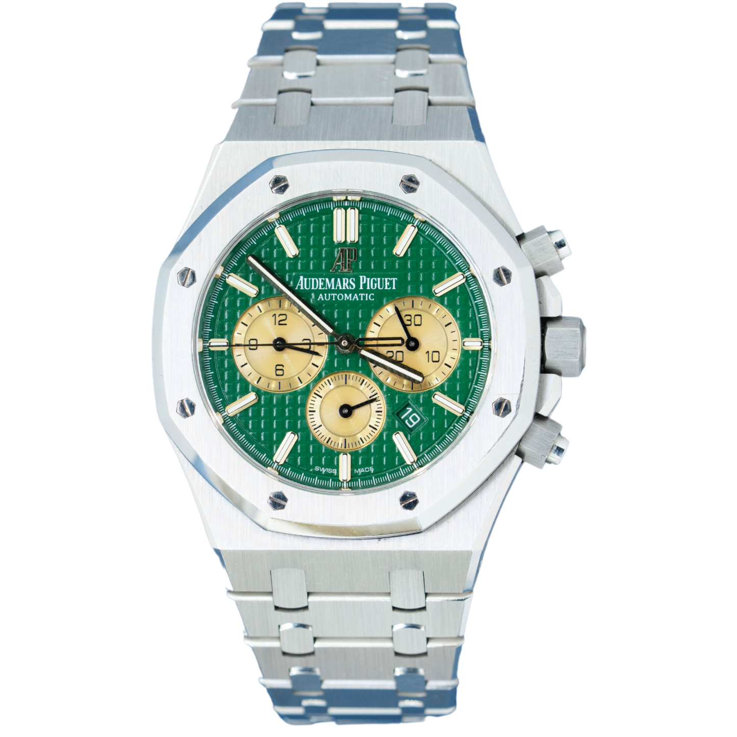 Audemars Piguet  Royal Oak Chronograph Ref. 26332PT.OO.1220PT.02 41MM Platinum Green Dial Yellow Gold Subdials