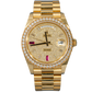 Rolex Day Date Ref. 228398TRBR Yellow Gold Pave Dial Ruby 69 Markers Baguette Bezel