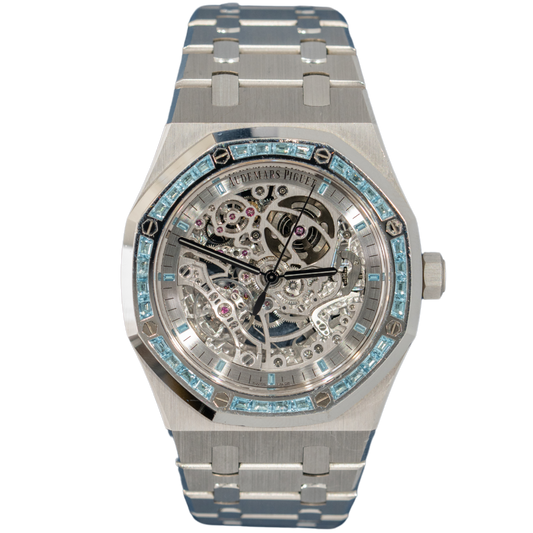 Audemars Piguet Royal Oak Ref. 15412BC.TO.1220BC.01 White Gold Topaz Gem Set Skeleton