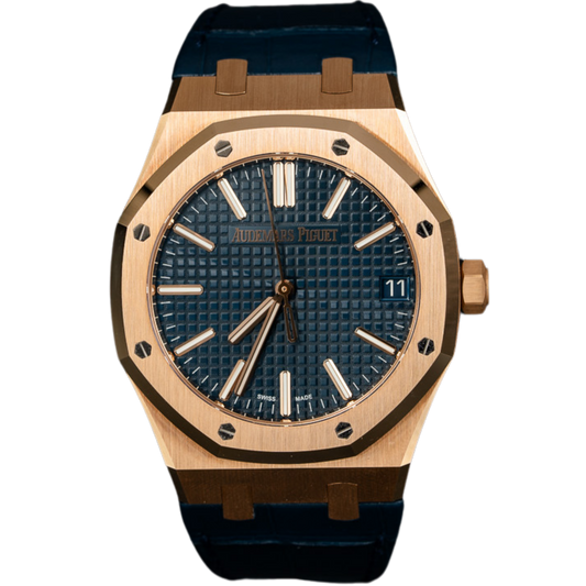 Audemars Piguet Royal Oak Ref. 15510OR.OO.1320OR.03 41MM Rose Gold Blue Dial (Converted to Leather)