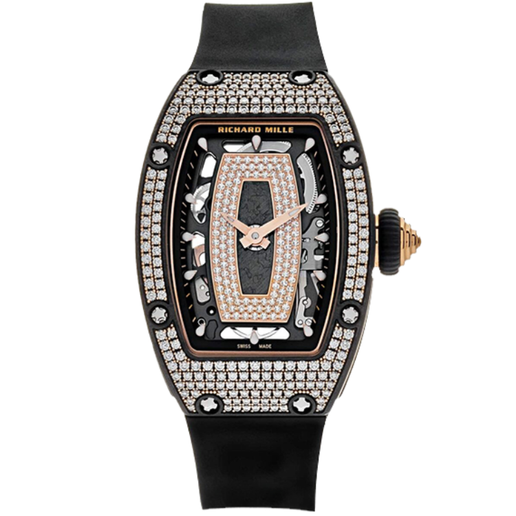 RM07 Full Diamond Pave Carbon Case Diamond Bezel
