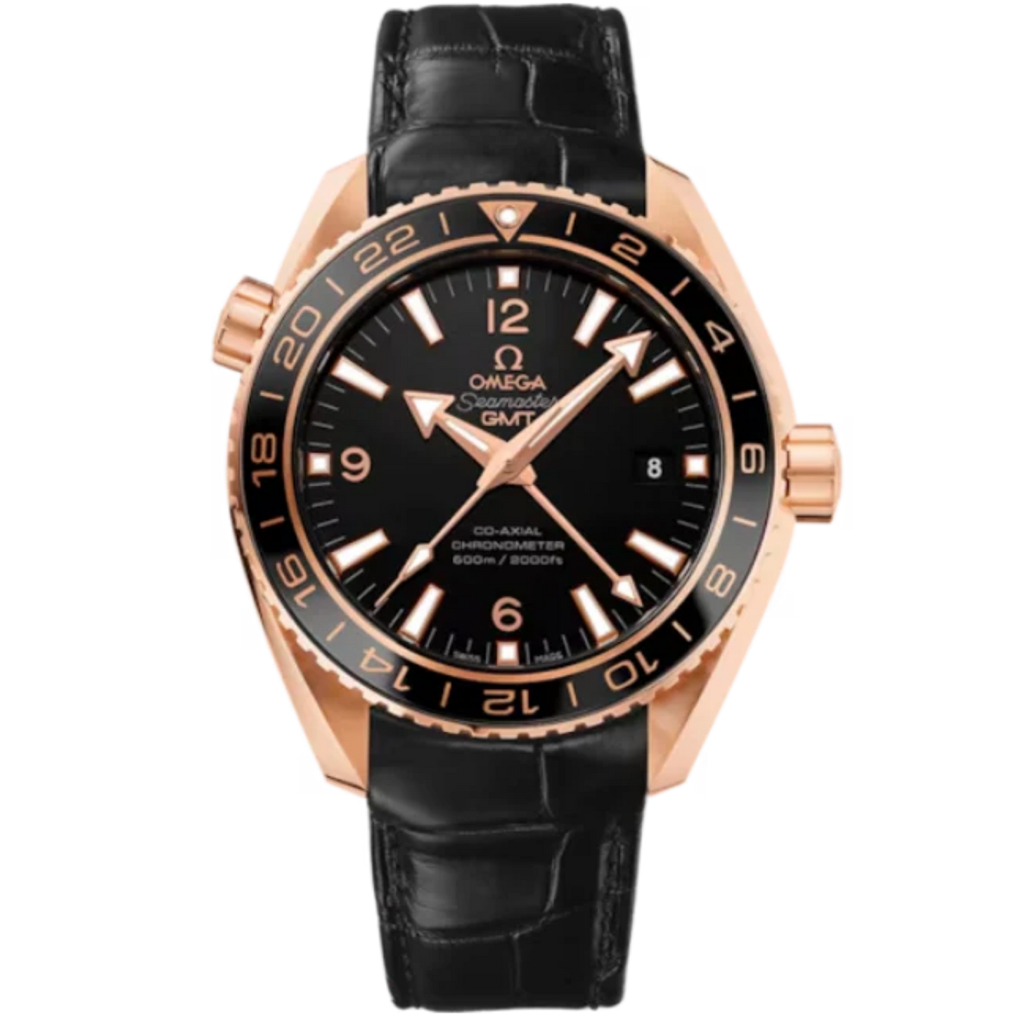 SEAMASTER PLANET OCEAN 600M GMT 45 MM RED GOLD WITH BLACK DIAL