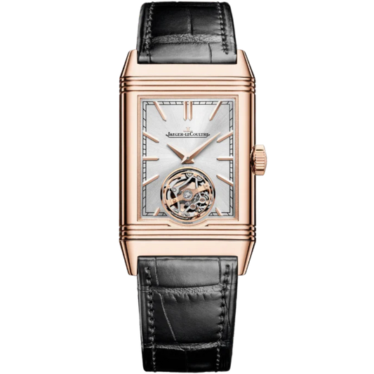 REVERSO TRIBUTE DUOFACE TOURBILLON 46 MM 18K ROSE GOLD WITH  SILVER GREY SUNRAY BRUSHED AND BLACK SUNRAY BRUSHED DIAL