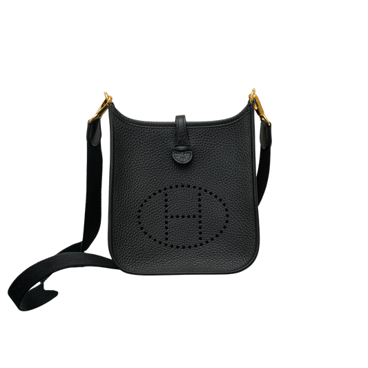 Hermes Evelyne 16 Handbag Amazon Clemence Bull Calfskin/Wooly Webb AV Noir
