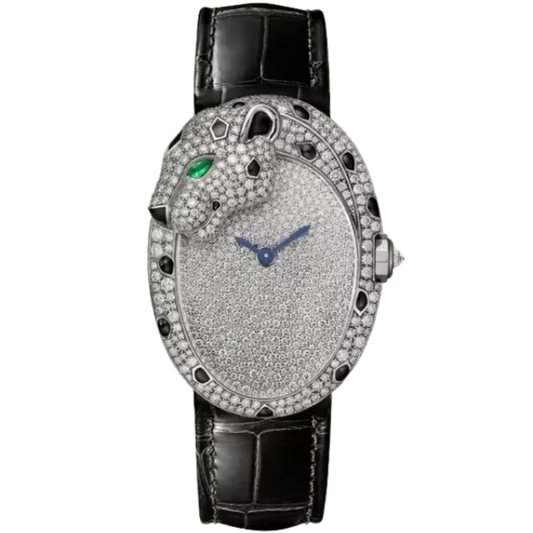 PANTHERE LOVE RHODIUMIZED WHITE GOLD WITH DIAMOND SET SHAGREEN AND DIAL