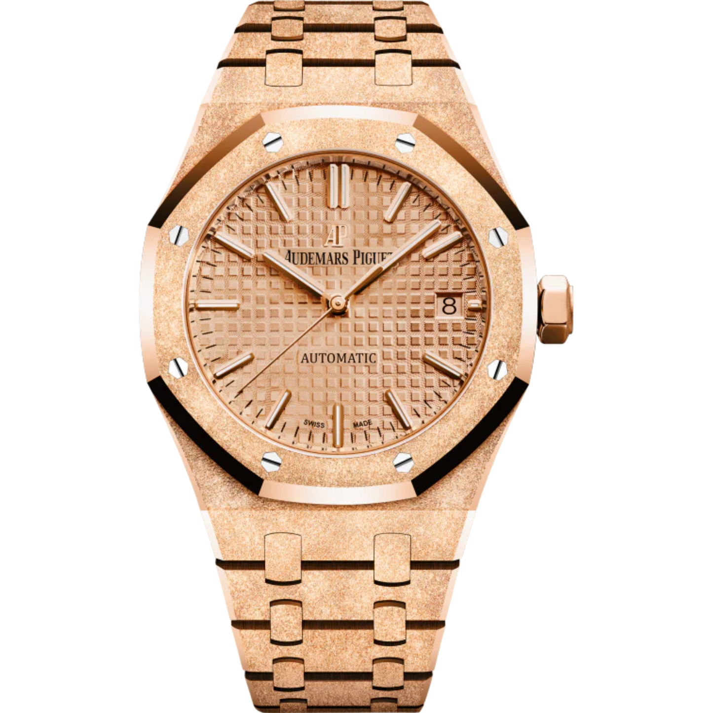 Royal Oak Frosted Gold Selfwinding 37MM Hammered 18-Carat Pink Gold Bracelet Pink Gold-Toned Dial With Grande Tapisserie Pattern Hammered 18-Carat Pink Gold Case