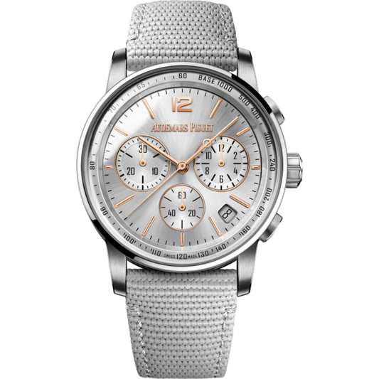 Code 11.59 by Audemars Piguet 41mm Grey Rubber-Coated Strap Grey Lacquered Dial White Gold Bezel