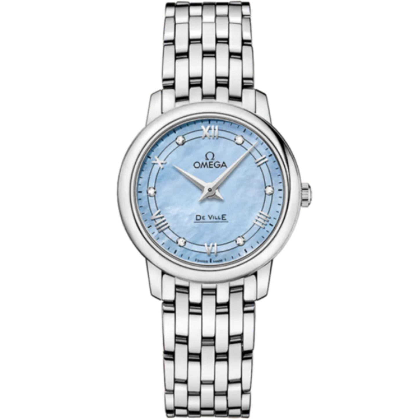 DE VILLE PRESTIGE 27 MM STAINLESS STEEL WITH BLUE MOTHER OF PEARL DIAL