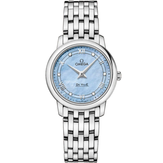 DE VILLE PRESTIGE 27 MM STAINLESS STEEL WITH BLUE MOTHER OF PEARL DIAL