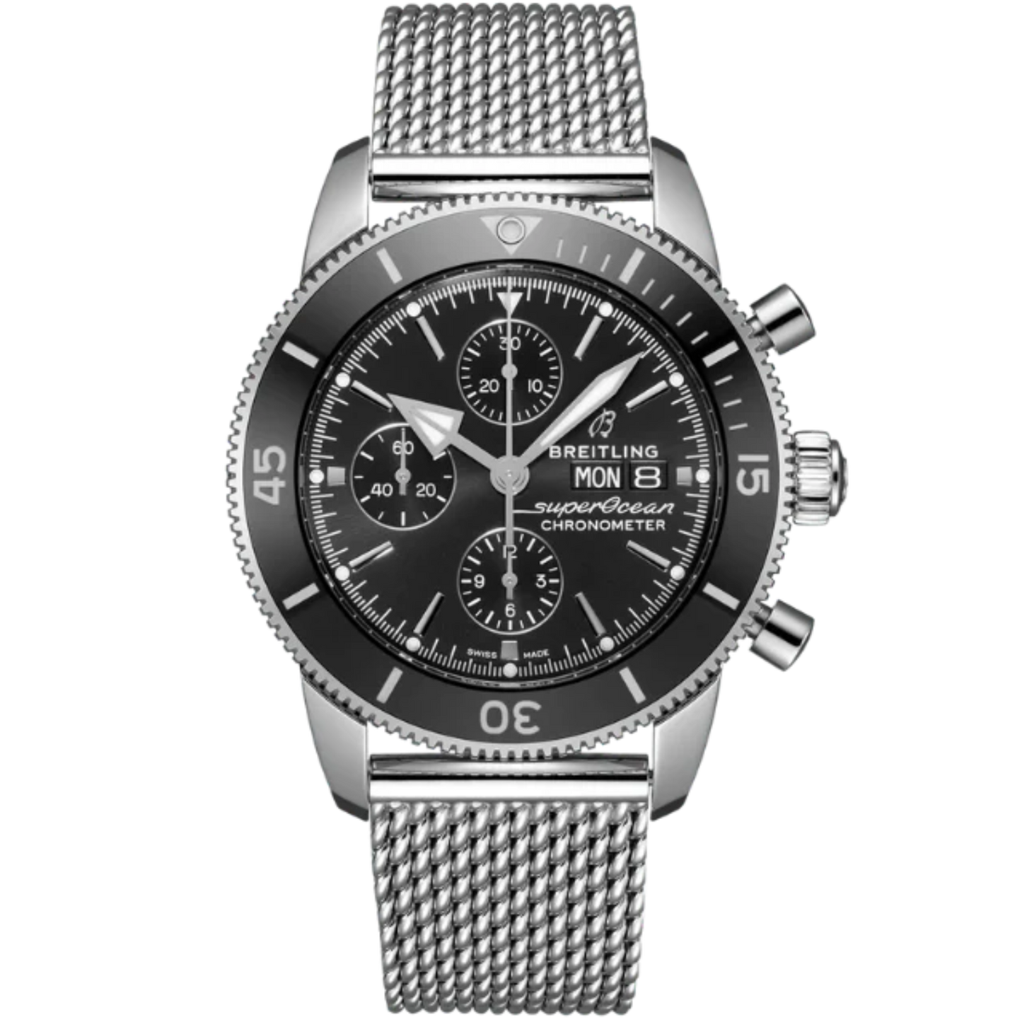 SUPEROCEAN HERITAGE CHRONOGRAPH 44 MM STAINLESS STEEL WITH BLACK DIAL