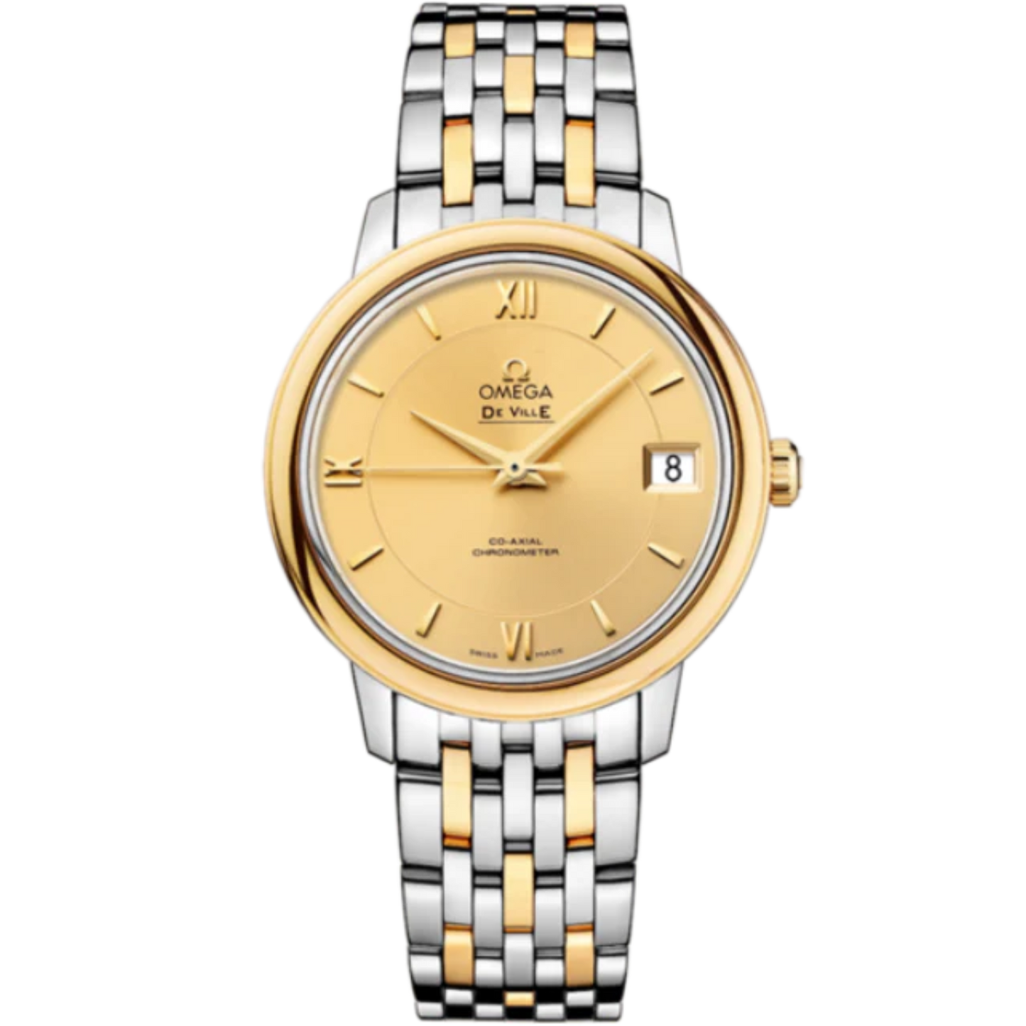 DE VILLE PRESTIGE 33 MM STAINLESS STEEL - YELLOW GOLD WITH YELLOW DIAL