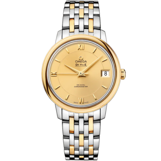 DE VILLE PRESTIGE 33 MM STAINLESS STEEL - YELLOW GOLD WITH YELLOW DIAL