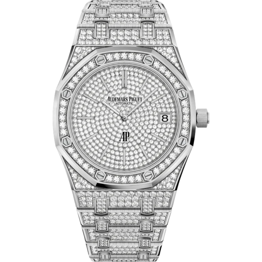 Royal Oak Jumbo Extra-Thin 39MM Diamond-Set 18-Carat White Gold Bracelet Diamond-Set 18-Carat White Gold Dial Diamond-Set 18-Carat White Gold Case