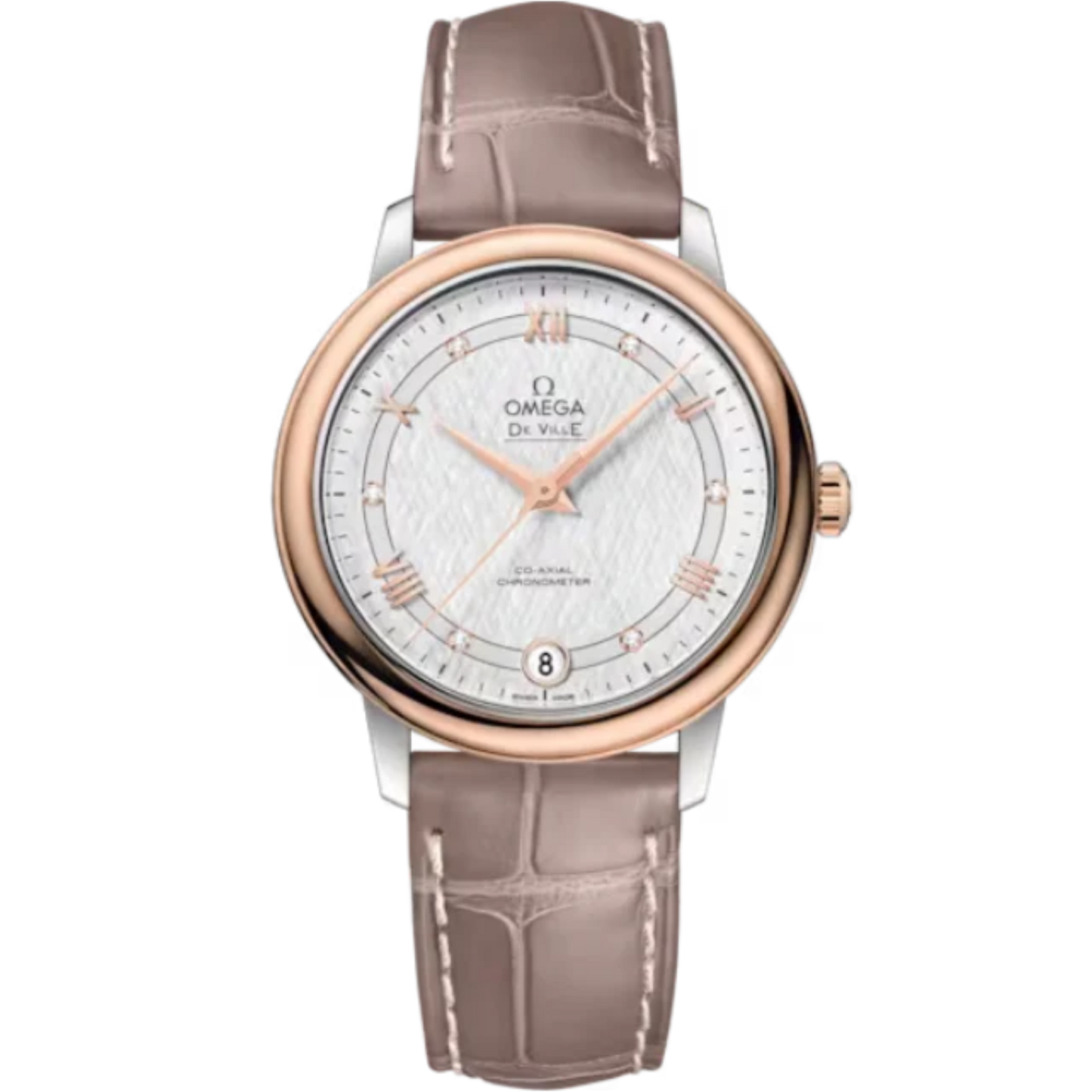 DE VILLE PRESTIGE 33 MM STAINLESS STEEL - RED GOLD WITH SILVER DIAL