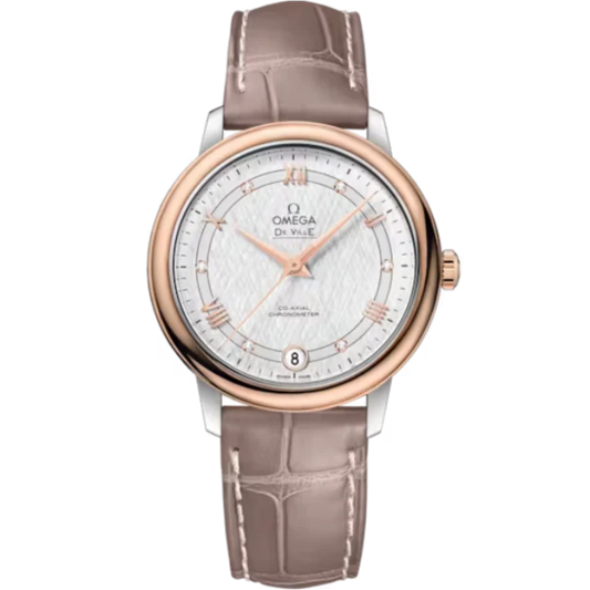 DE VILLE PRESTIGE 33 MM STAINLESS STEEL - RED GOLD WITH SILVER DIAL