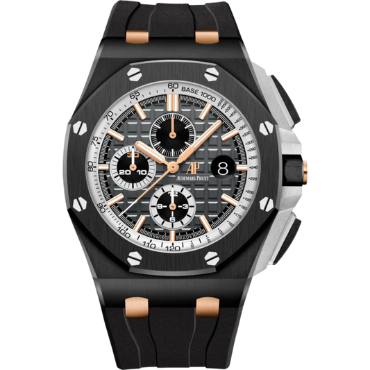 Royal Oak Offshore Selfwinding Chronograph 44MM Black Rubber Strap Slate Grey Dial With Méga Tapisserie Pattern Black Ceramic Bezel