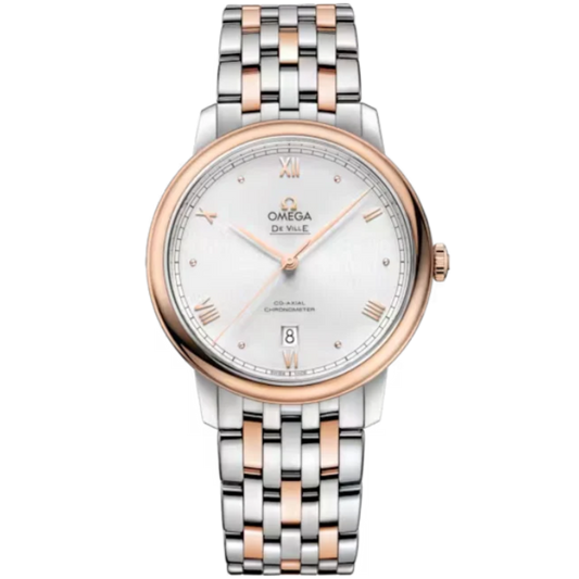 DE VILLE PRESTIGE 39 MM STAINLESS STEEL - RED GOLD WITH SILVER DIAL