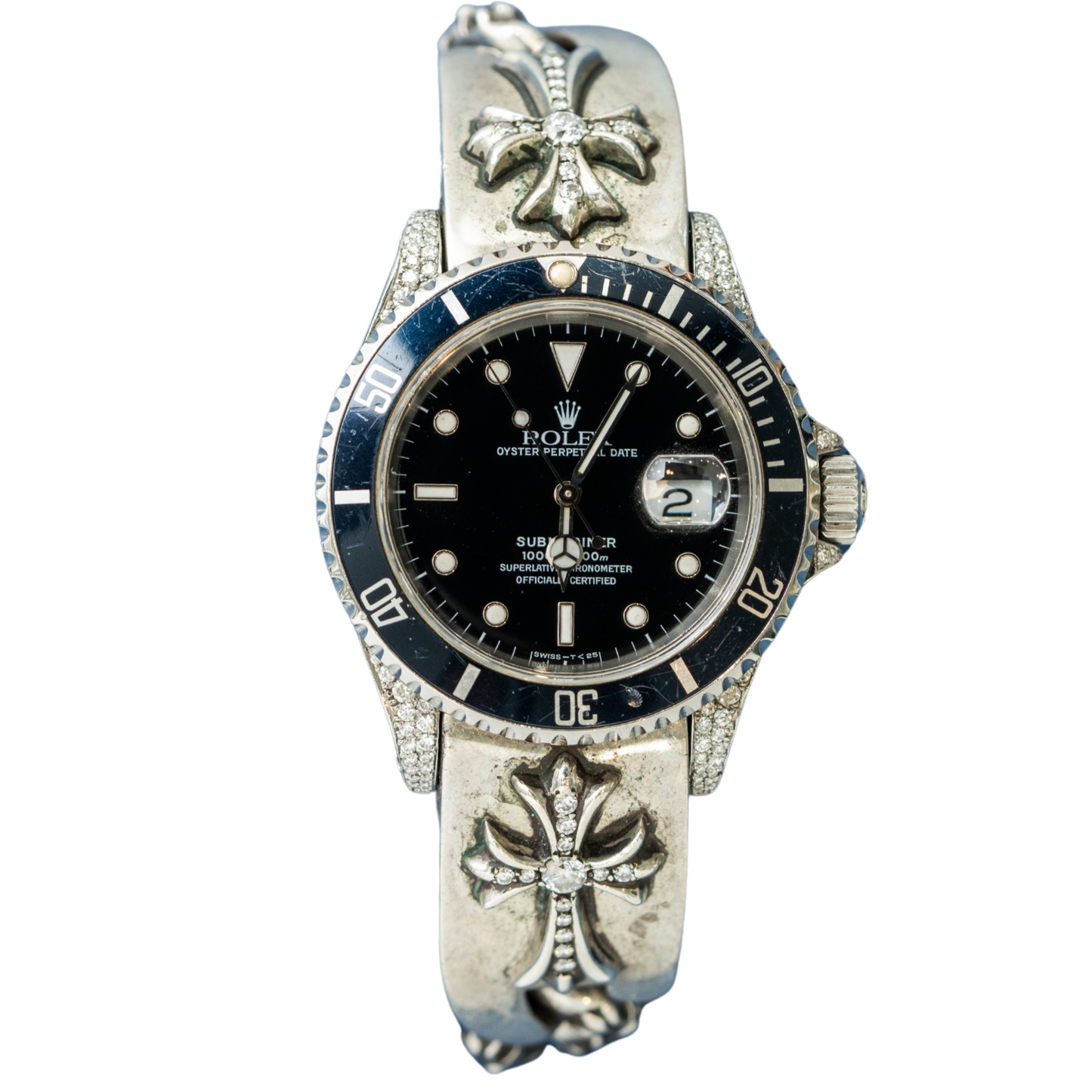 Rolex Chrome Hearts 40mm Rolex Submariner Date Full Bracelet Silver