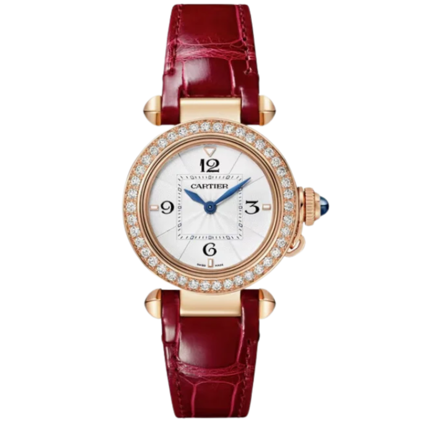 PASHA DE CARTIER 30 MM 18K ROSE GOLD WITH OPALINE FLINQUE DIAL