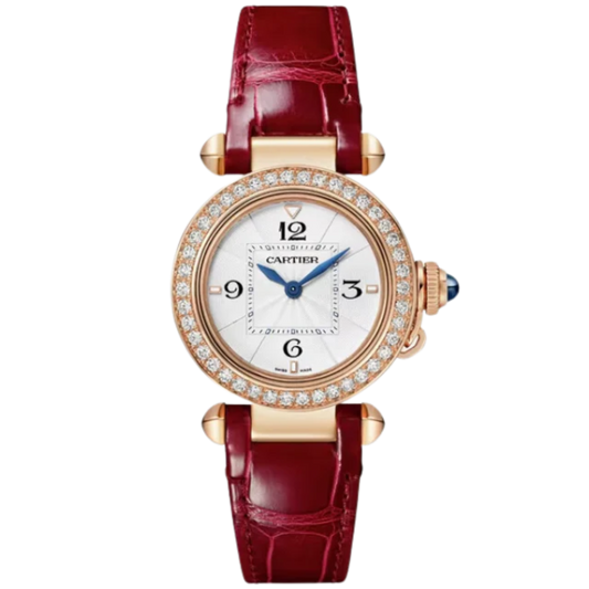 PASHA DE CARTIER 30 MM 18K ROSE GOLD WITH OPALINE FLINQUE DIAL