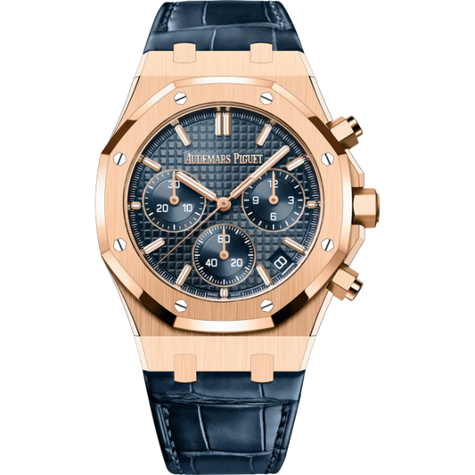 Audemars Piguet Royal Oak Ref. 26240OR.OO.D315CR.01 41MM Blue Alligator Strap Rose Gold Case Bleu Nuit Nuage 50 Dial
