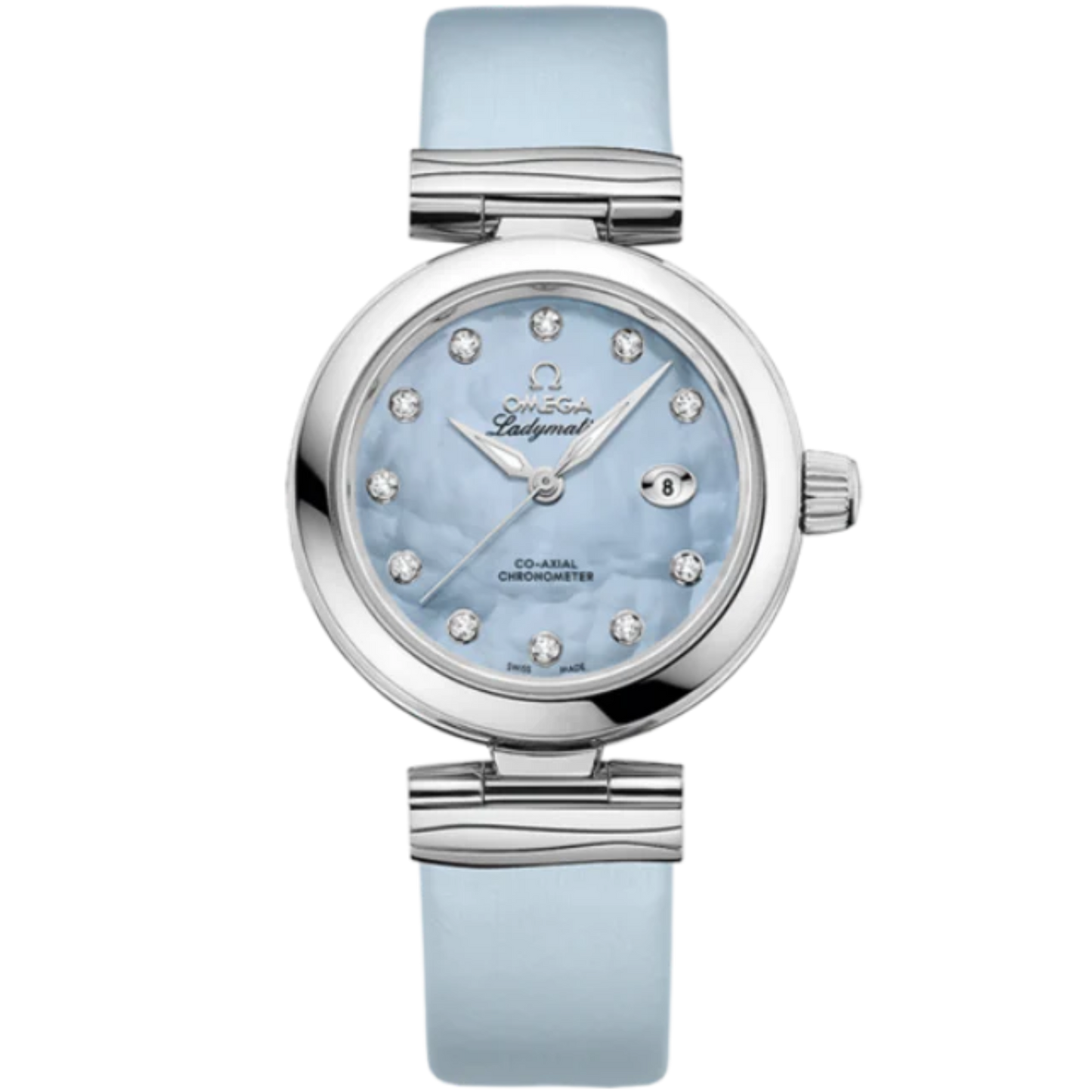 DE VILLE LADYMATIC 34 MM STAINLESS STEEL WITH BLUE MOTHER OF PEARL DIAL