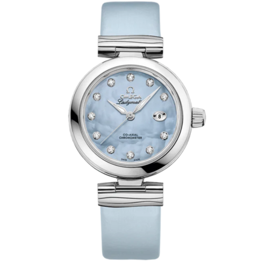 DE VILLE LADYMATIC 34 MM STAINLESS STEEL WITH BLUE MOTHER OF PEARL DIAL