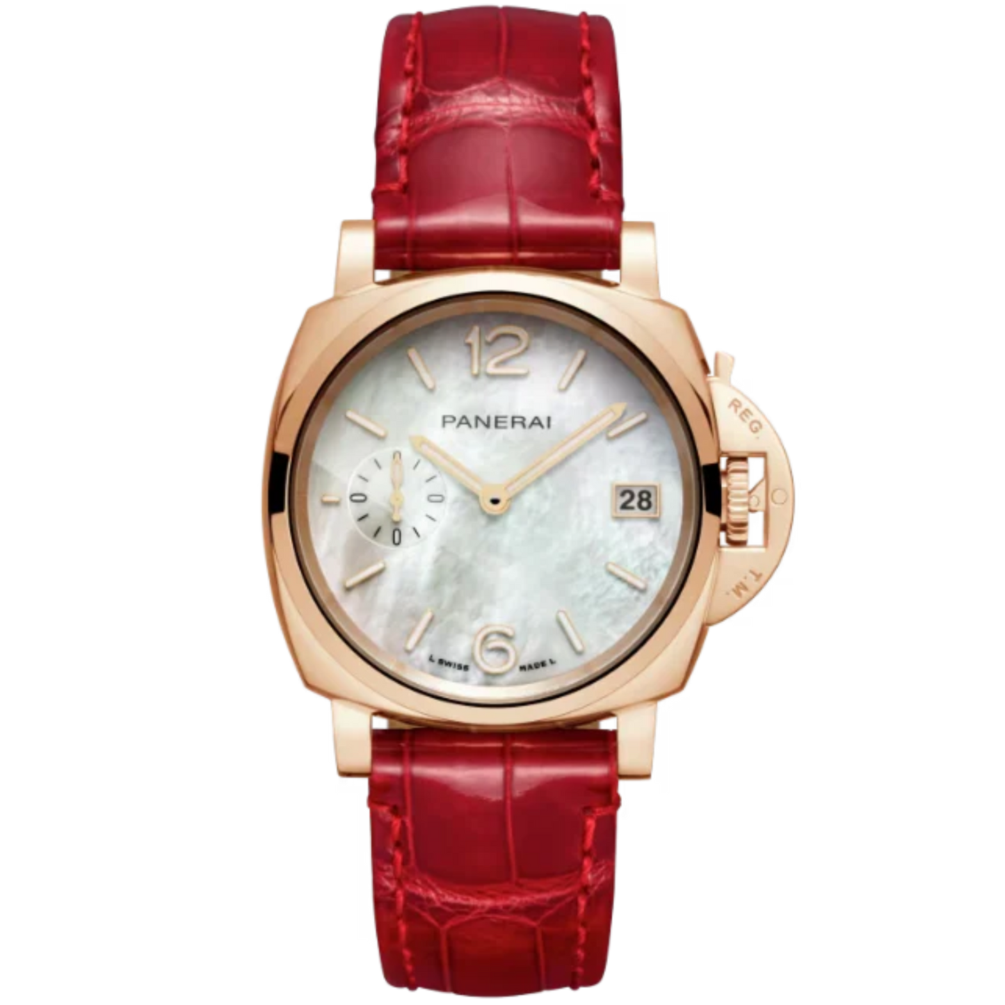 LUMINOR DUE LUNA ROSSA MADREPERLA PAM01280 38 MM GOLDTECH™ WITH MOTHER OF PEARL DIAL