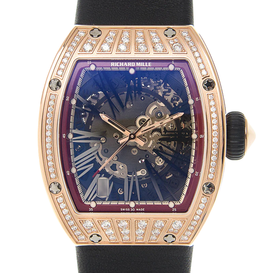 RM 023 Rose Gold Diamond Set Rubber Strap Rose Gold Diamond Set Case