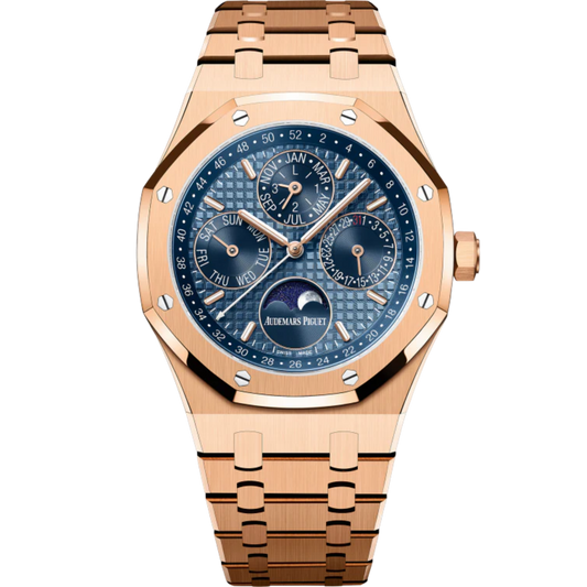 Royal Oak Perpetual Calendar 41MM 18-Carat Pink Gold Bracelet Blue Dial 18-Carat Pink Gold Case