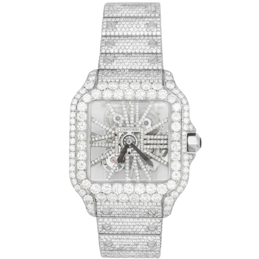 Cartier WHSA0015 Stainless Steel Santos Skeleton Bustdown