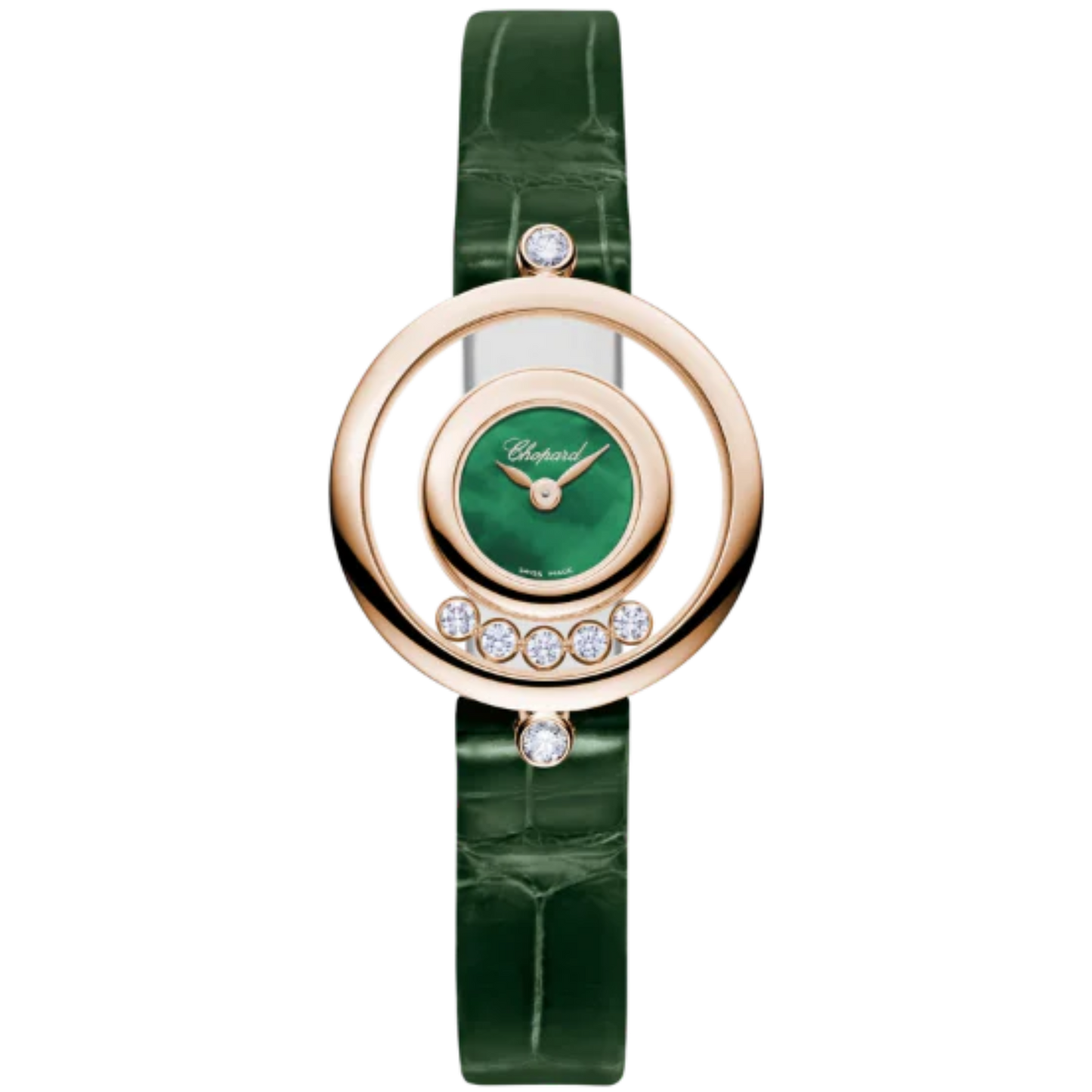 HAPPY DIAMONDS ICONS 26 MM ETHICAL ROSE GOLD WITH GREEN MOTHER OF PEARL DIAL