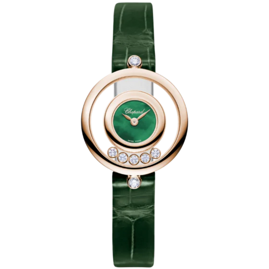HAPPY DIAMONDS ICONS 26 MM ETHICAL ROSE GOLD WITH GREEN MOTHER OF PEARL DIAL