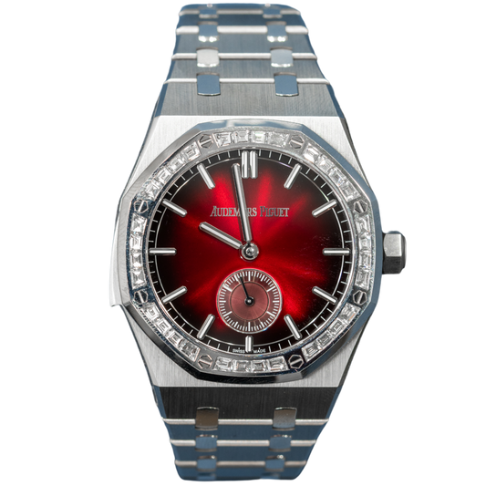 Audemars Piguet Royal Oak Ref. 26591IP.OO.1252IP.01 Platinum Red Burgundy Dial Factory Baguette Bezel Minute Repeater