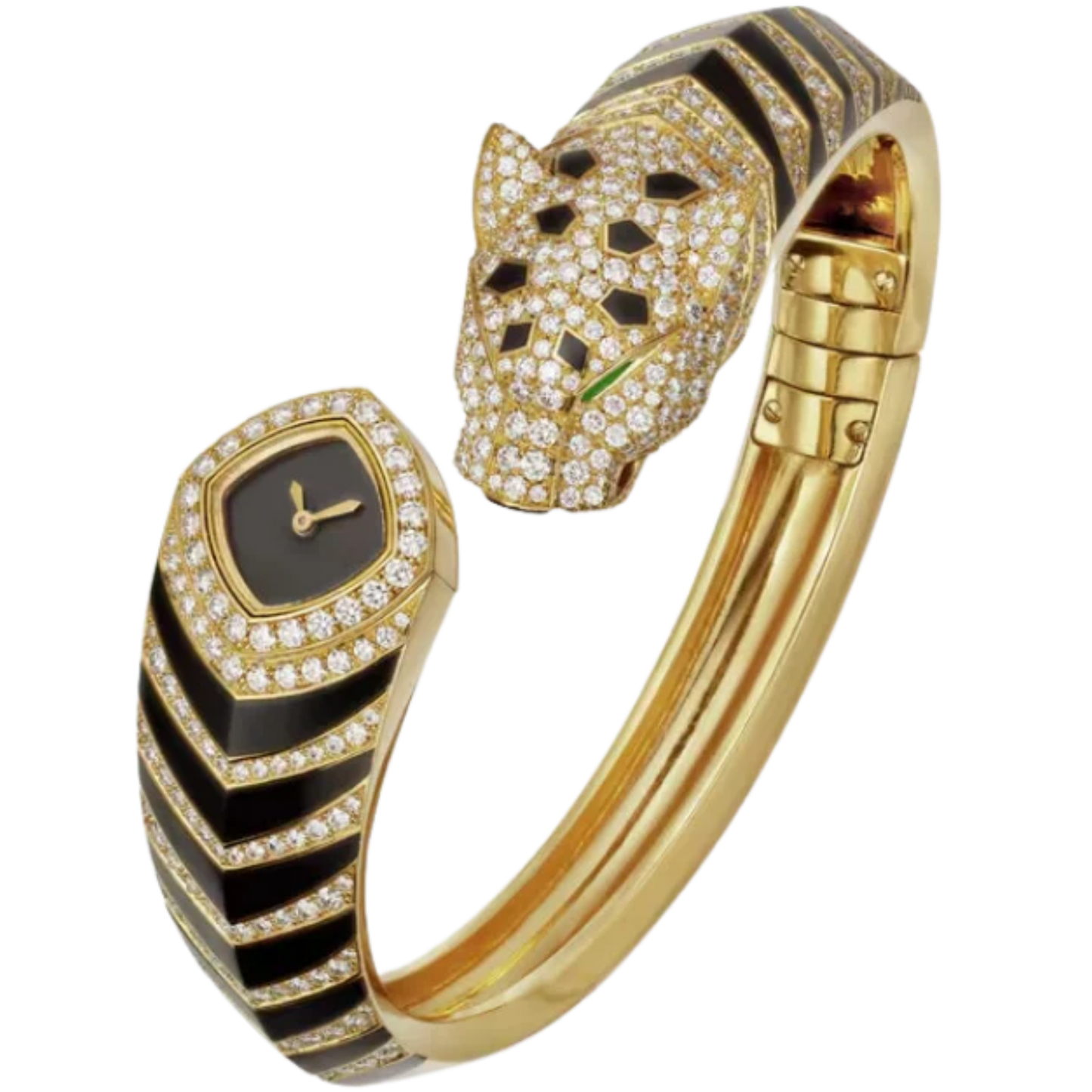 LA PANTHERE DE CARTIER BANGLE 18 MM YELLOW GOLD WITH DARK LACQUER DIAL SIZE 16
