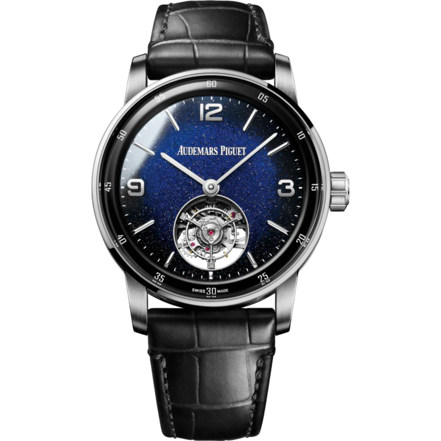 Code 11.59 by Audemars Piguet 41mm Black Alligator Strap Blue Aventurine Enamel Dial Black Lacquered Inner Bezel