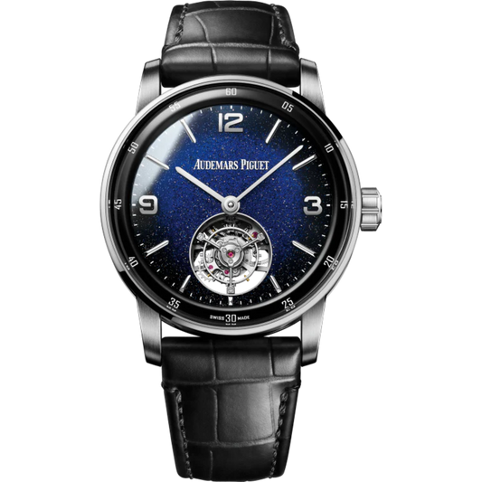 Code 11.59 by Audemars Piguet 41mm Black Alligator Strap Blue Aventurine Enamel Dial Black Lacquered Inner Bezel
