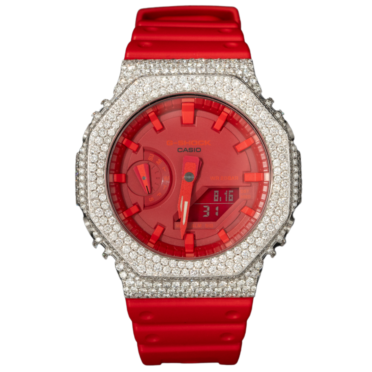 Casio GShock GA2100 Bussdown Honeycomb Setting Red Dial 7.90 cts