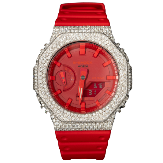 Casio GShock GA2100 Bussdown Honeycomb Setting Red Dial 7.90 cts