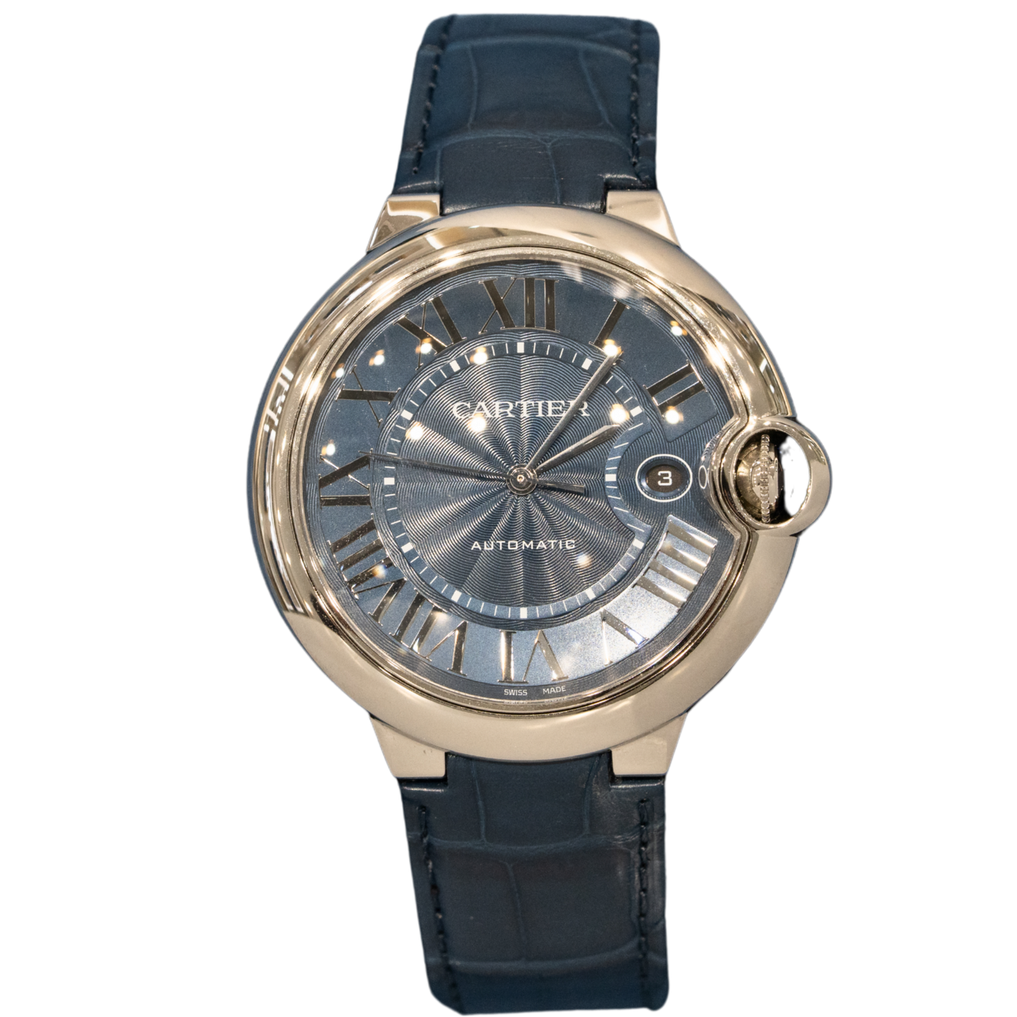 Cartier WSBB0027 42mm Balon Bleu De Cartier Blue Dial on Blue Leather Strap